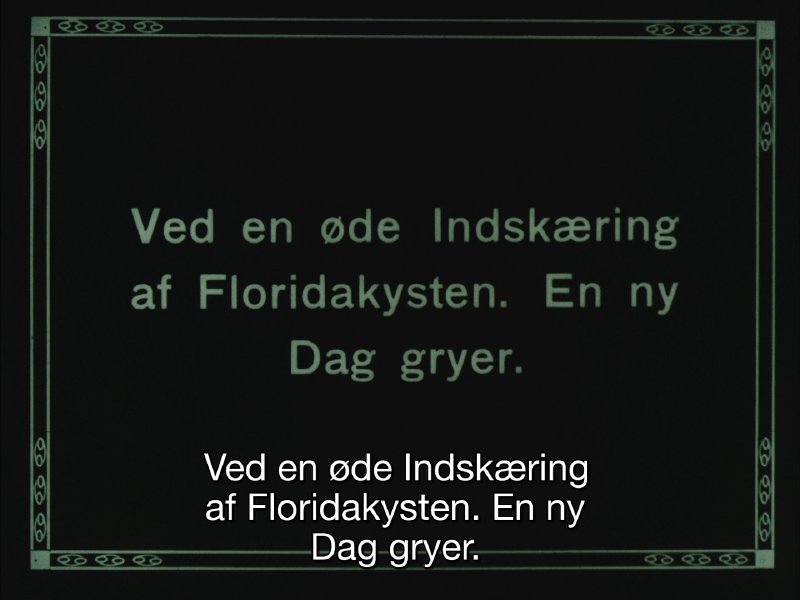 A screenshot showing an intertitle with a functional SRT caption