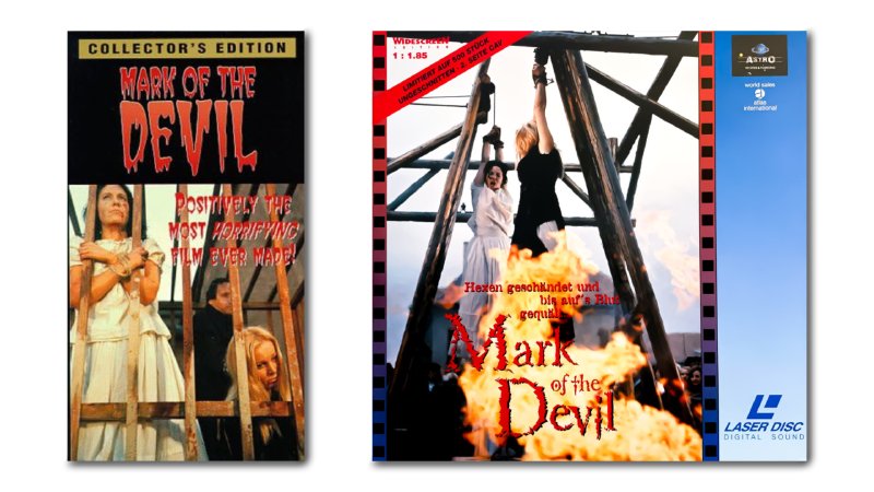 Image of collector edition VHS and limited edition Laserdisc of Mark of the Devil